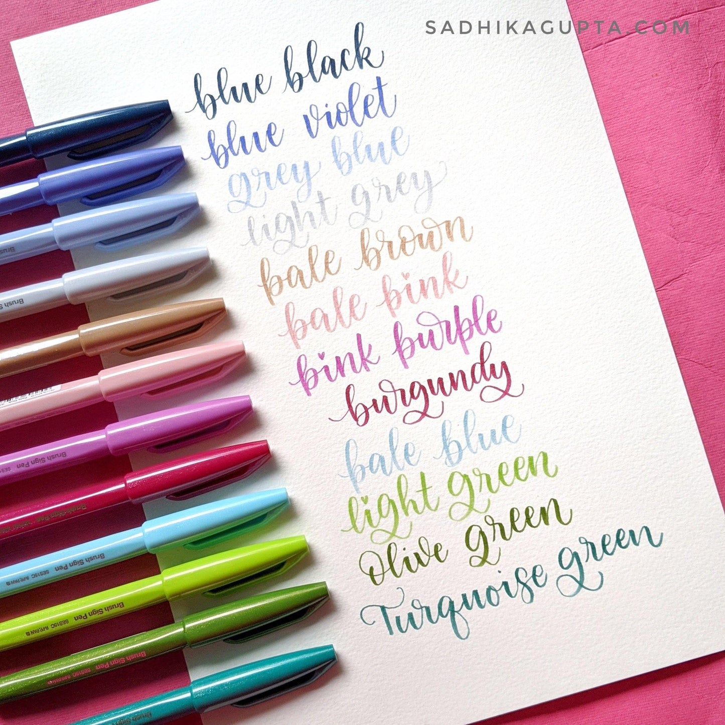 Pentel Brush Sign Pen - Set of 12 Pastels - Sadhika Gupta