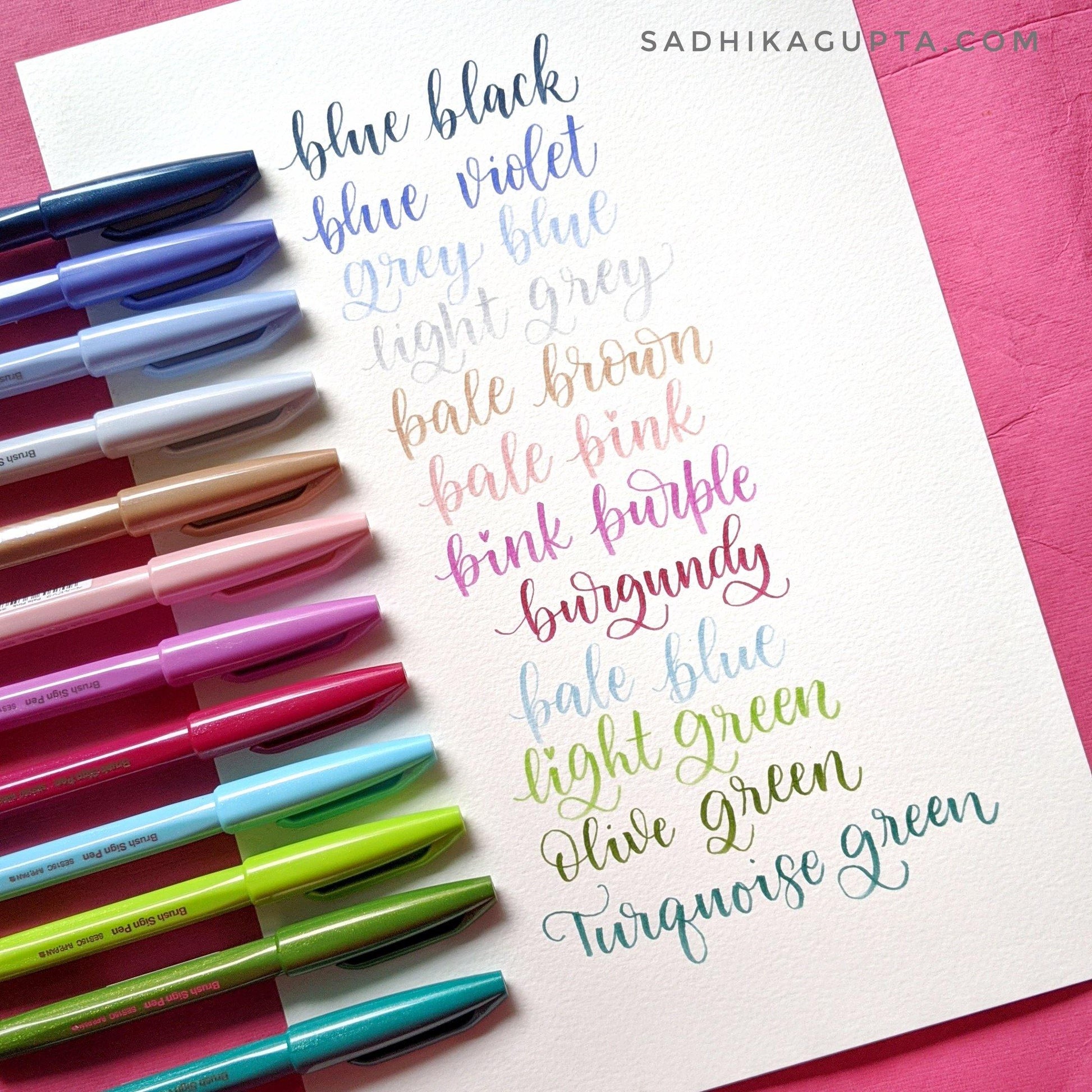Pentel Brush Sign Pen - Set of 12 Pastels - Sadhika Gupta