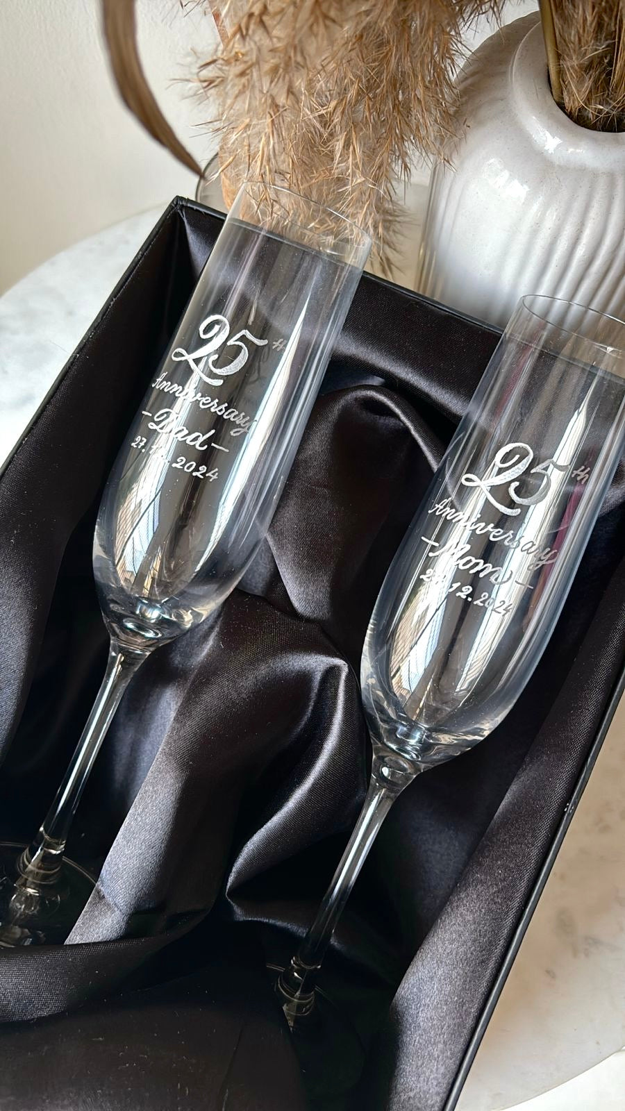 Personalised Engraved Champagne / Wine Glasses | Wedding, Anniversary Gift