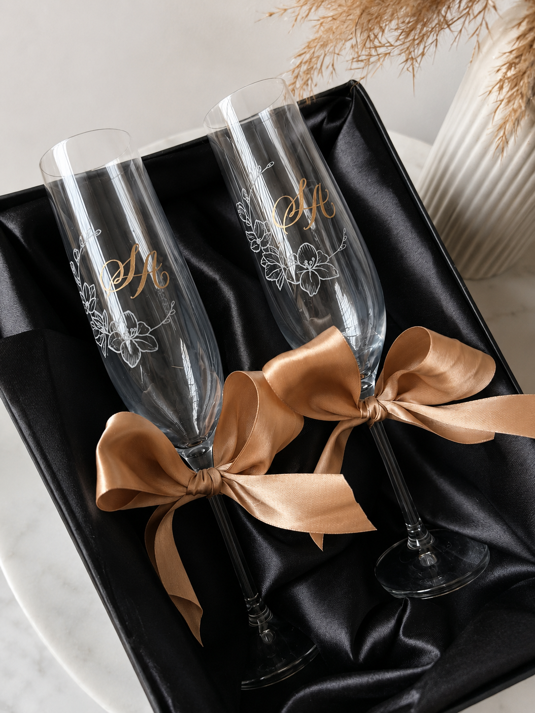 Personalised Engraved Champagne / Wine Glasses | Wedding, Anniversary Gift
