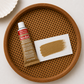Rub 'Tuff Antiquing Paint tube with sample on a wooden tray