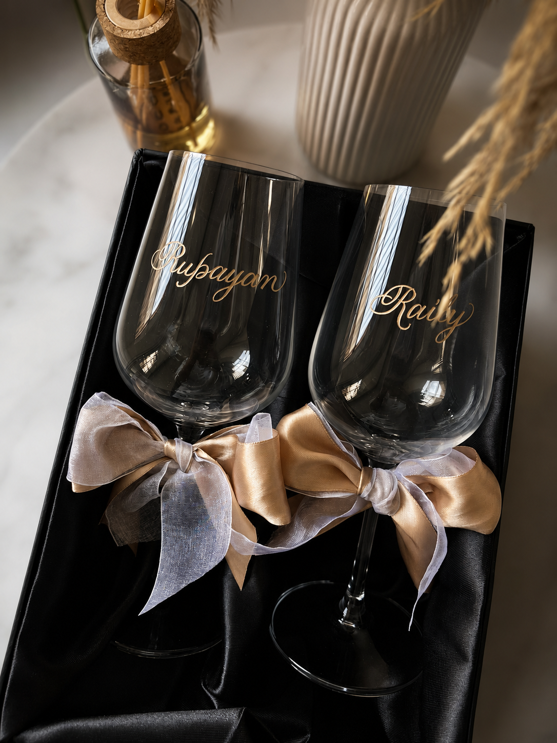 Personalised Engraved Champagne / Wine Glasses | Wedding, Anniversary Gift