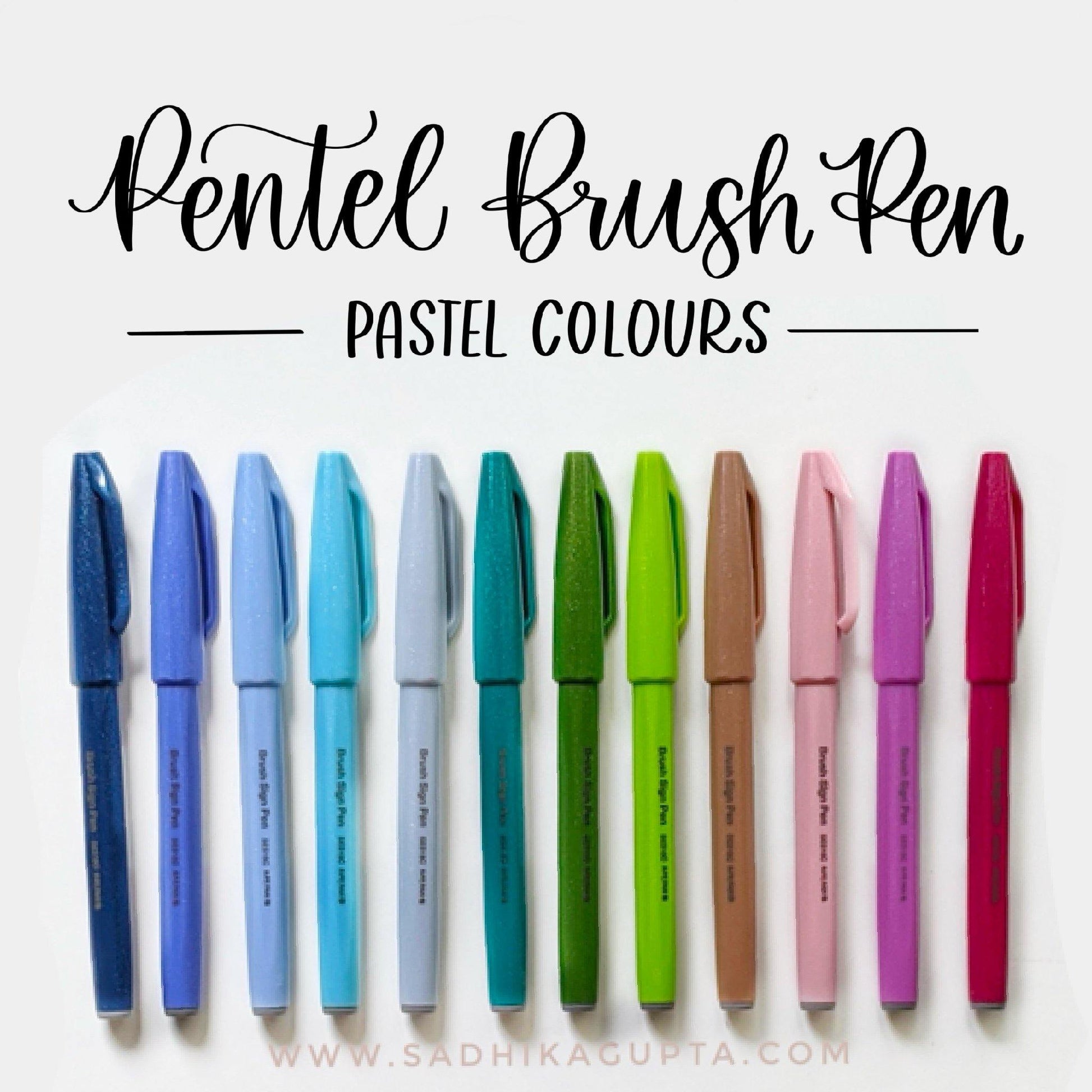Pentel Brush Sign Pen - Set of 12 Pastels, Delhi Doodler