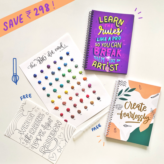 Value Bundle- Watercolor dot card + 2 Sketchbooks!